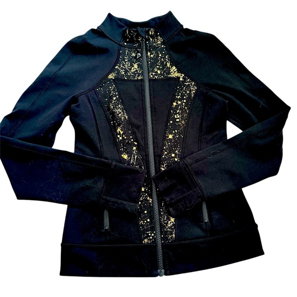 Ivivva By Lululemon Perfect Your Practice Jacket in Black and Gold. - Picture 1 of 1